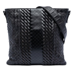 Leather Intreccio Imperatore Crossbody Black - Lab Luxury Resale