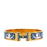 Narrow Enamel Sous le Charm d Orphee Clic H Bracelet PM Blue - Lab Luxury Resale