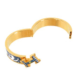 Narrow Enamel Sous le Charm d Orphee Clic H Bracelet PM Blue - Lab Luxury Resale