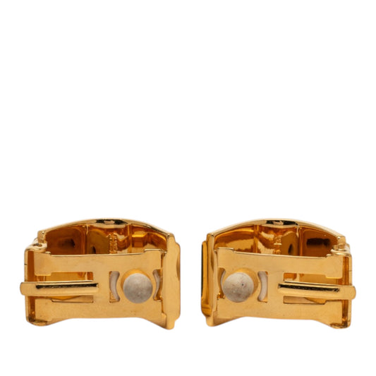 Gold Plated Enamel Cloisonne Clip On Earrings Gold - Lab Luxury Resale