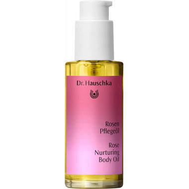 Dr. Hauschka Rose Nuturing Body Oil in 75ml bottle, natural beauty product with rose infusion for nourishing skin care.