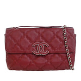 CC Quilted Calfskin Double Stitch Hamptons Flap Red - Lab Luxury Resale