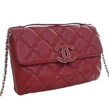 CC Quilted Calfskin Double Stitch Hamptons Flap Red - Lab Luxury Resale