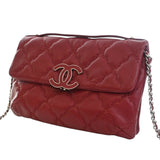 CC Quilted Calfskin Double Stitch Hamptons Flap Red - Lab Luxury Resale