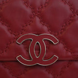 CC Quilted Calfskin Double Stitch Hamptons Flap Red - Lab Luxury Resale