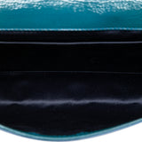 Large Textured Patent Belle De Jour Clutch Blue - Lab Luxury Resale