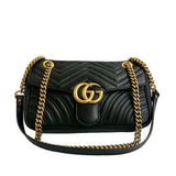 Medium GG Marmont Matelasse Leather Shoulder Bag Black - Lab Luxury Resale