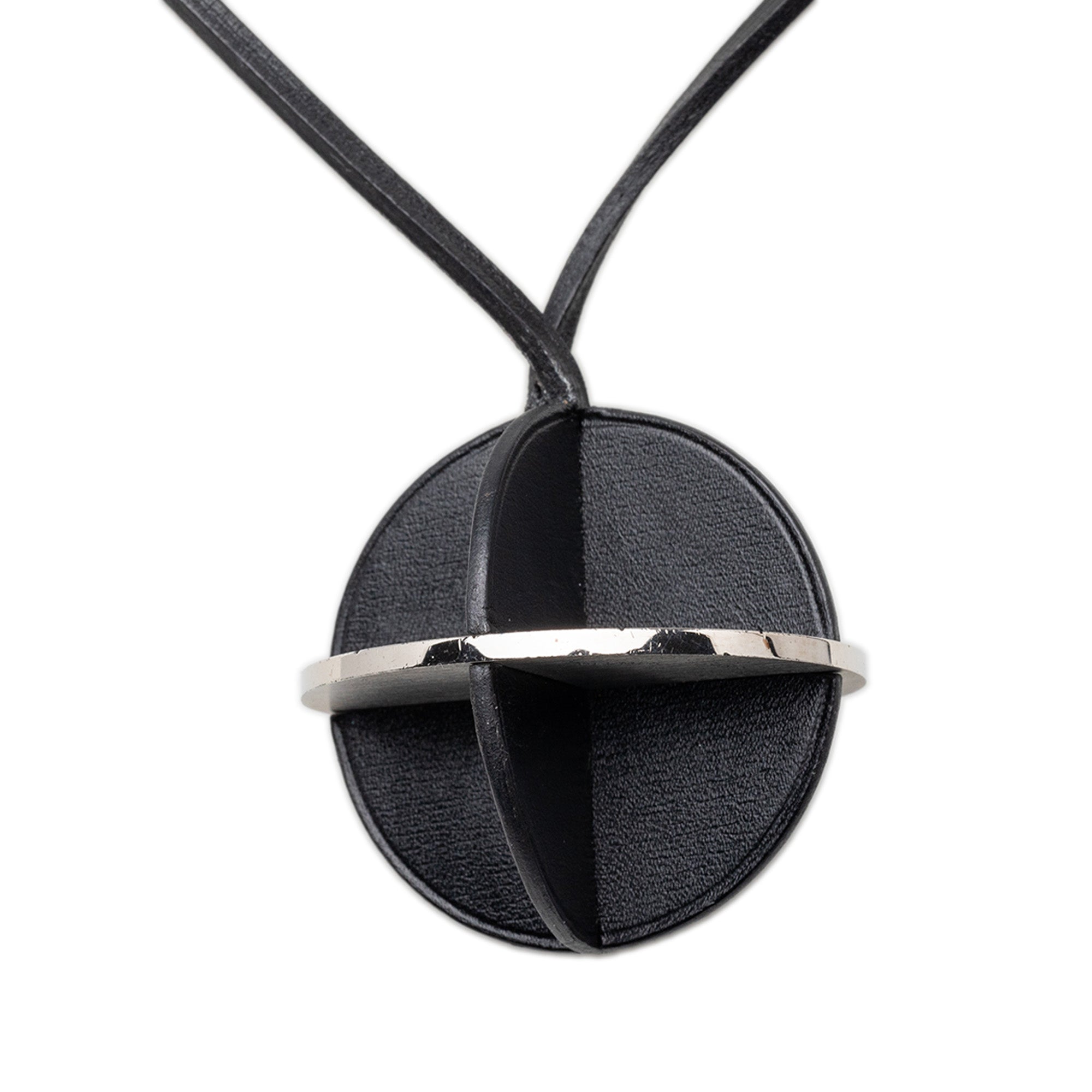 Leather and Brass Zodiac Pendant Necklace Black - Lab Luxury Resale
