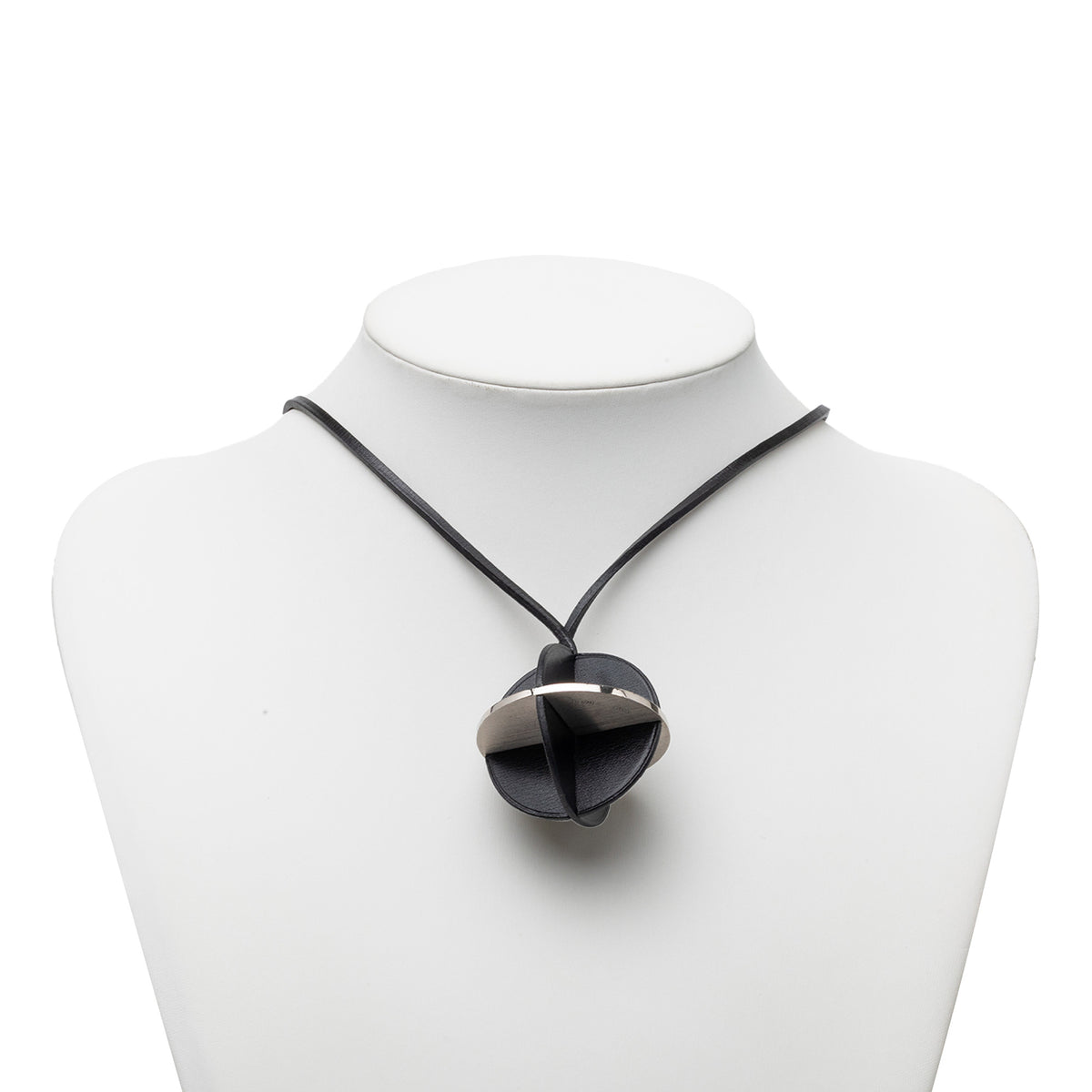 Leather and Brass Zodiac Pendant Necklace Black - Lab Luxury Resale