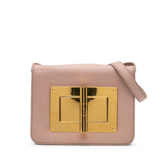Tom Ford Medium Leather Natalia Crossbody Bag in pink with adjustable strap and sleek design, perfect for stylish everyday use.