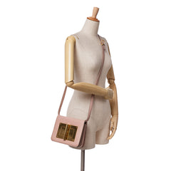 Tom Ford medium pink leather Natalia crossbody bag with silver hardware and adjustable strap, stylish and compact for everyday use.