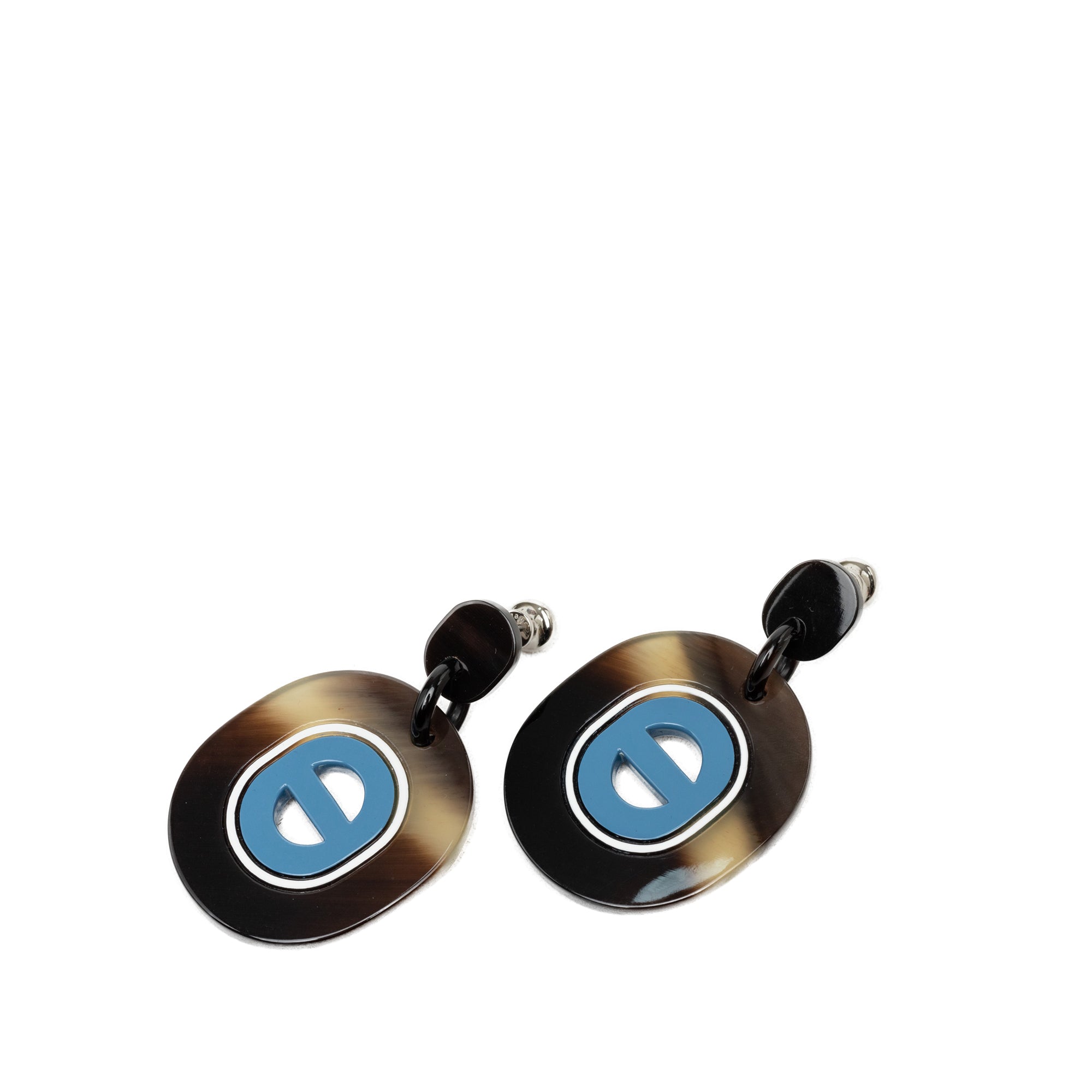 Buffalo Horn Lacquered and Palladium Plated Fidelio Village Drop Bullet Back Earrings Black - Lab Luxury Resale