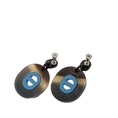 Buffalo Horn Lacquered and Palladium Plated Fidelio Village Drop Bullet Back Earrings Black - Lab Luxury Resale