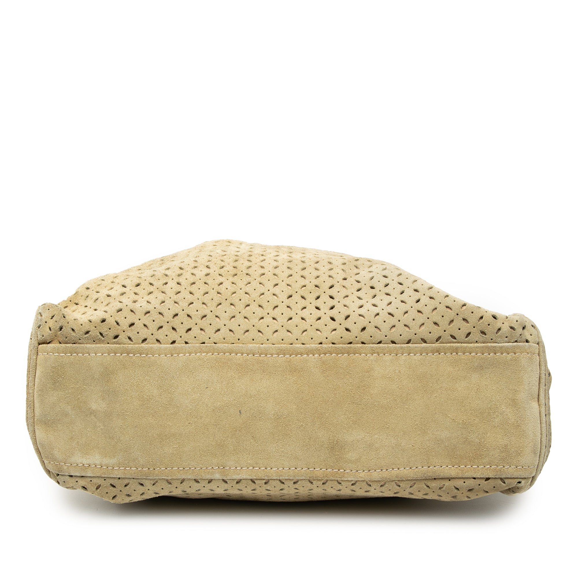 Laser Cut Suede Bamboo Top Handle Bag Brown - Lab Luxury Resale