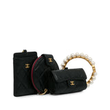 Pearl Crown CC Wristlet Multi Pouches Black - Lab Luxury Resale