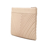 Large Chevron Caviar O Case Clutch Beige - Lab Luxury Resale