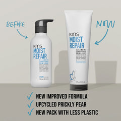 KMS MoistRepair Cleansing Conditioner 275ml bottle with label, designed for nourishing hair and restoring moisture.