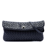 Bottega Veneta Mini Nappa Intrecciato Turn Lock Crossbody Black