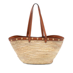Large Raffia Classic Studded Panier Tote Beige - Lab Luxury Resale