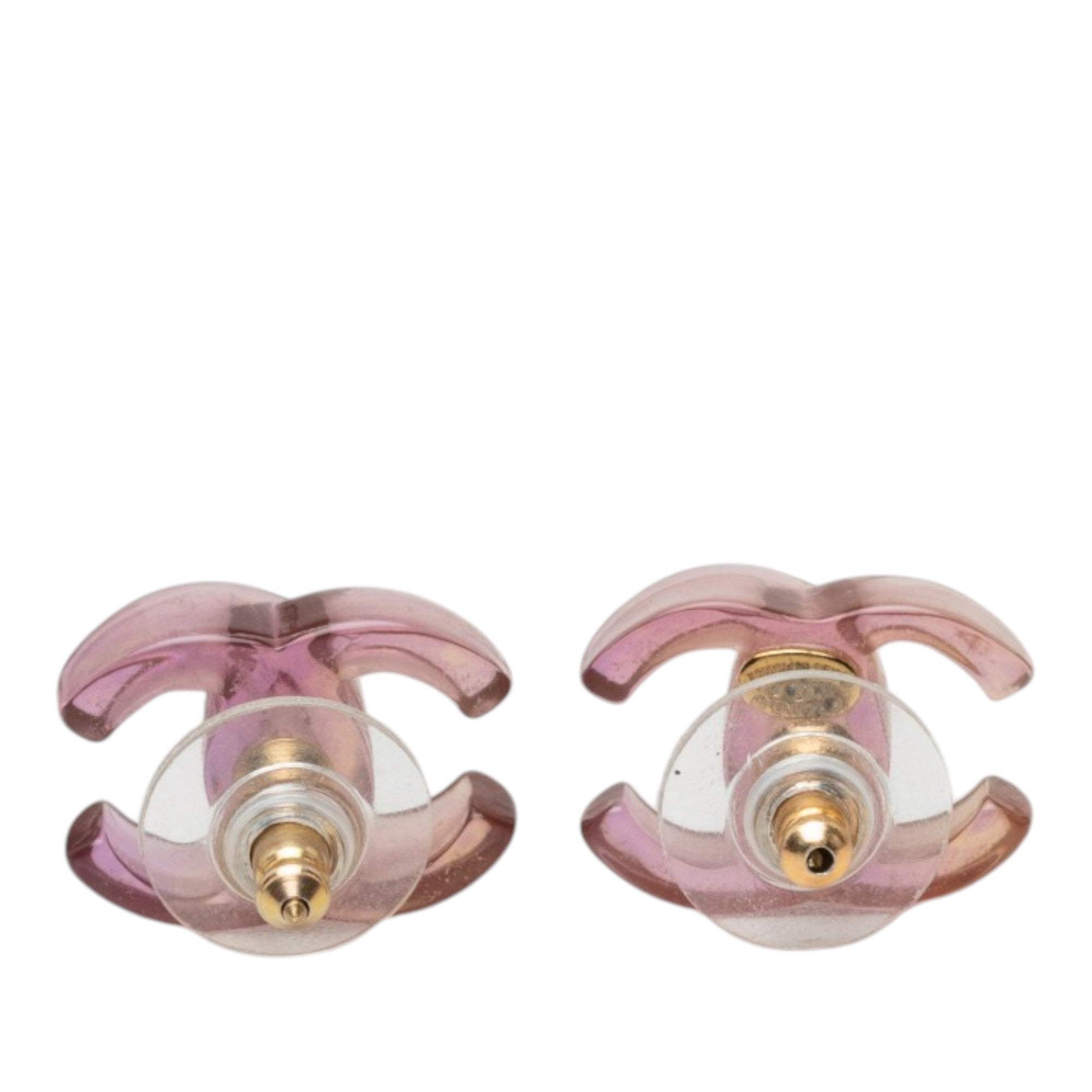 CC Resin Bullet Back Earrings Purple - Lab Luxury Resale