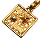 Gold Plated Logo Star Square Key Ring Charm Gold - Lab Luxury Resale