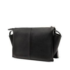 Black Celine Trifold Leather Clutch On Chain bag with sleek design and gold-tone hardware, featuring a fold-over flap and chain strap.
