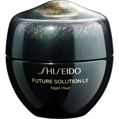 Shiseido Future Solution LX Night skincare jar with 50ml size, new in box, set against a white background.