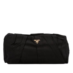 Pleated Satin Frame Clutch Black - Lab Luxury Resale