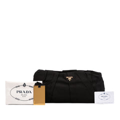 Pleated Satin Frame Clutch Black - Lab Luxury Resale