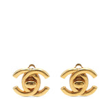 Pre-Owned Chanel Gold Plated CC Turn Lock Clip on Earrings