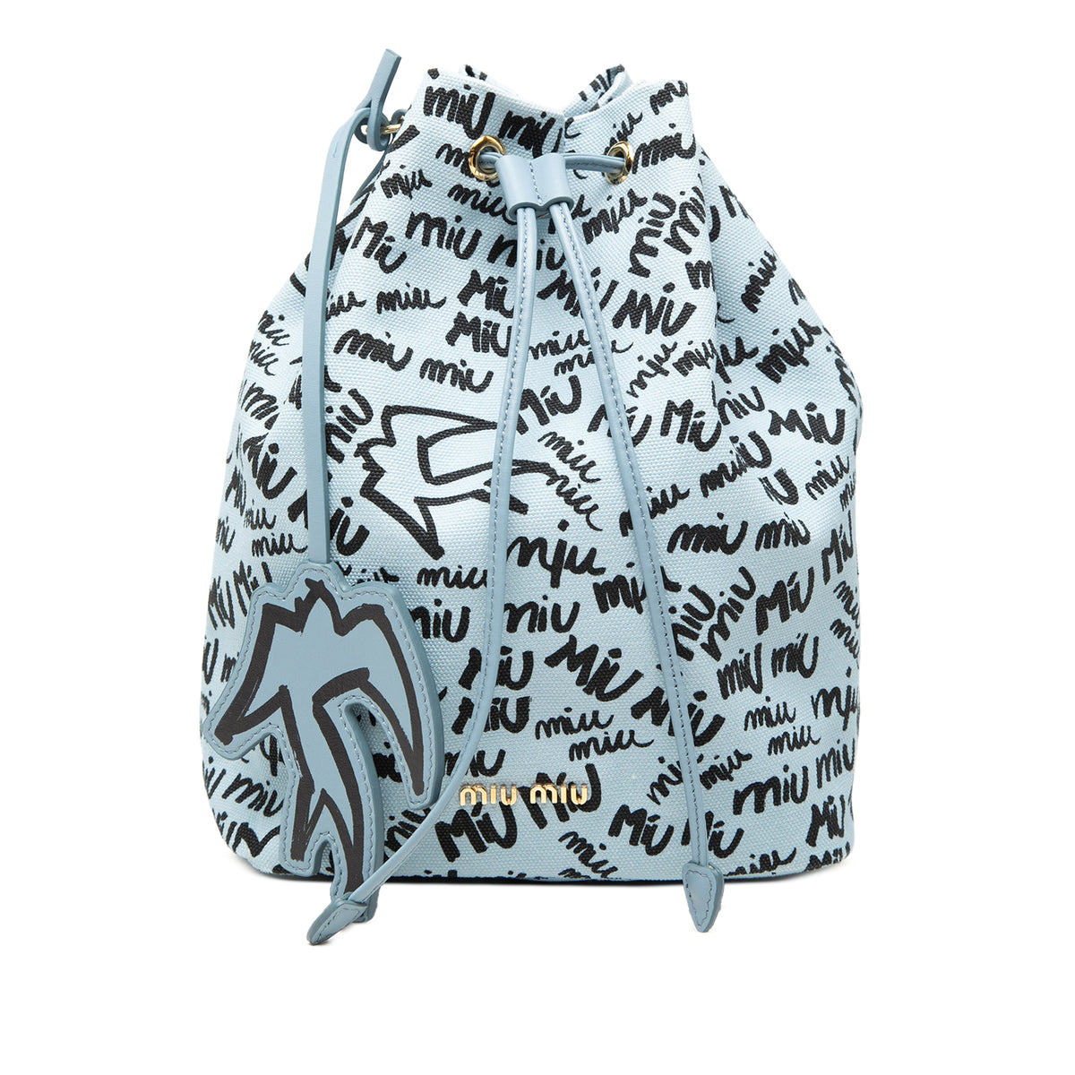 Printed Canvas Drawstring Pouch Blue - Lab Luxury Resale