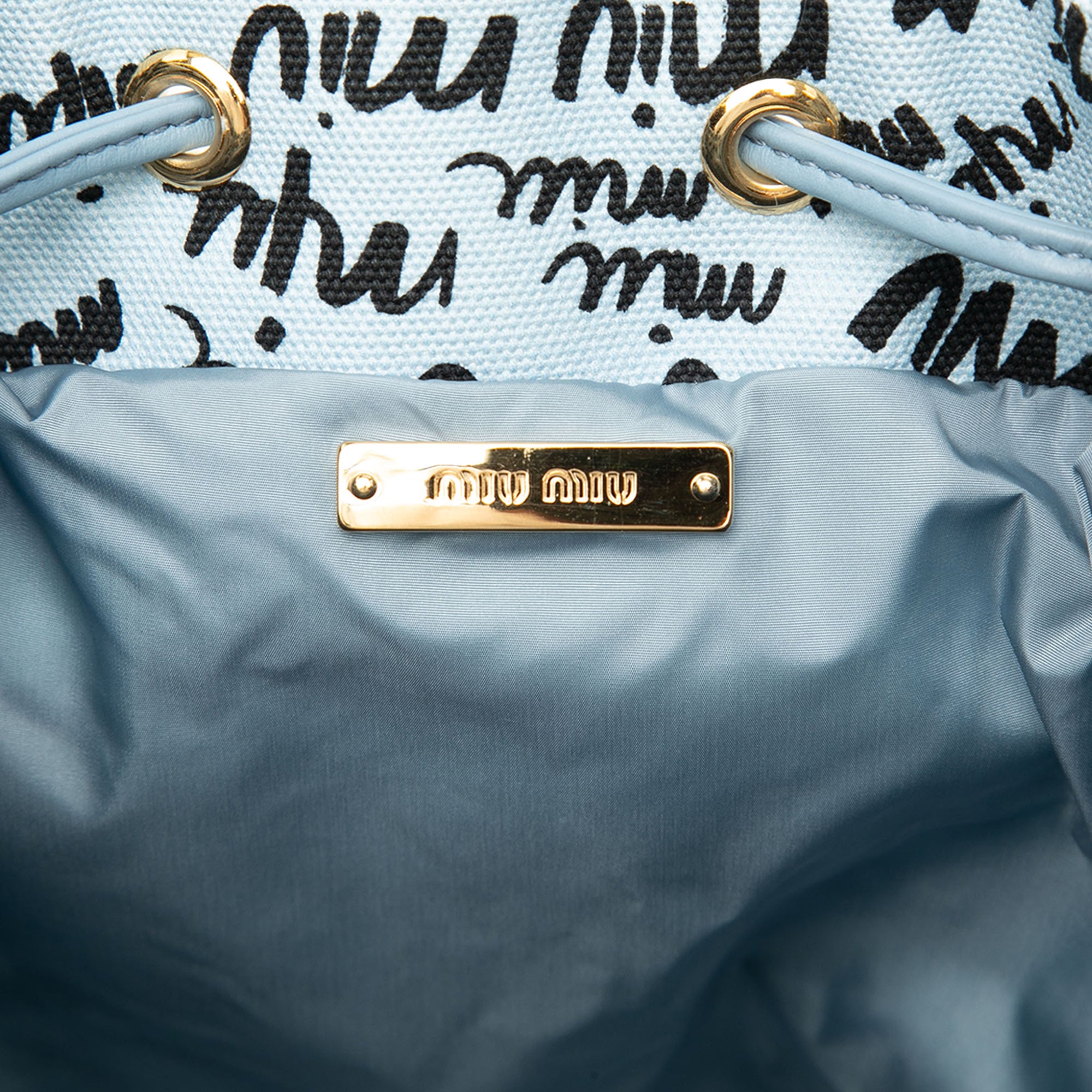 Printed Canvas Drawstring Pouch Blue - Lab Luxury Resale