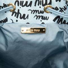 Printed Canvas Drawstring Pouch Blue - Lab Luxury Resale