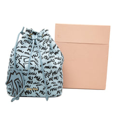 Printed Canvas Drawstring Pouch Blue - Lab Luxury Resale
