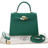 Epsom Kelly II Sellier 25 Green - Lab Luxury Resale