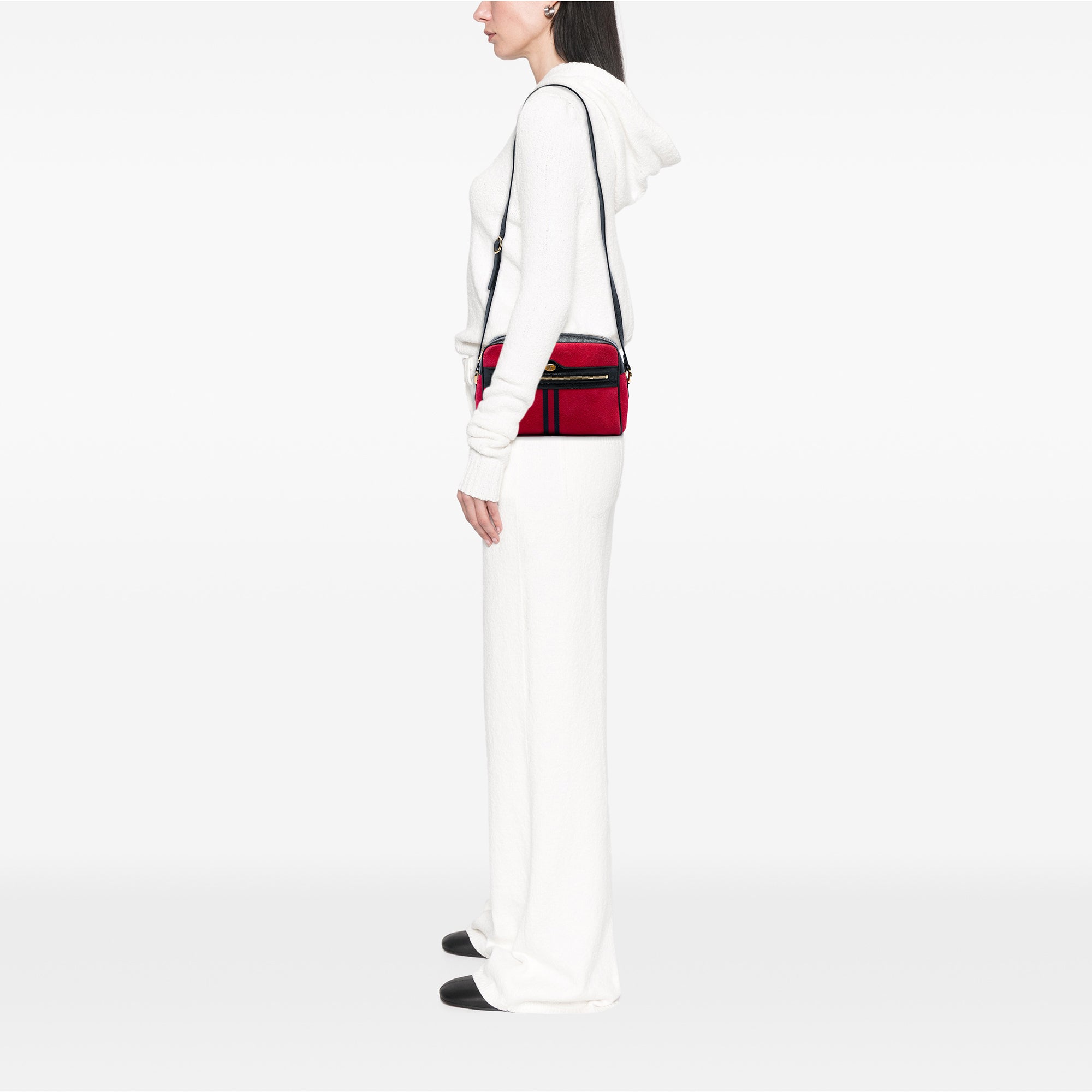 Suede Web Ophidia Crossbody Red - Lab Luxury Resale