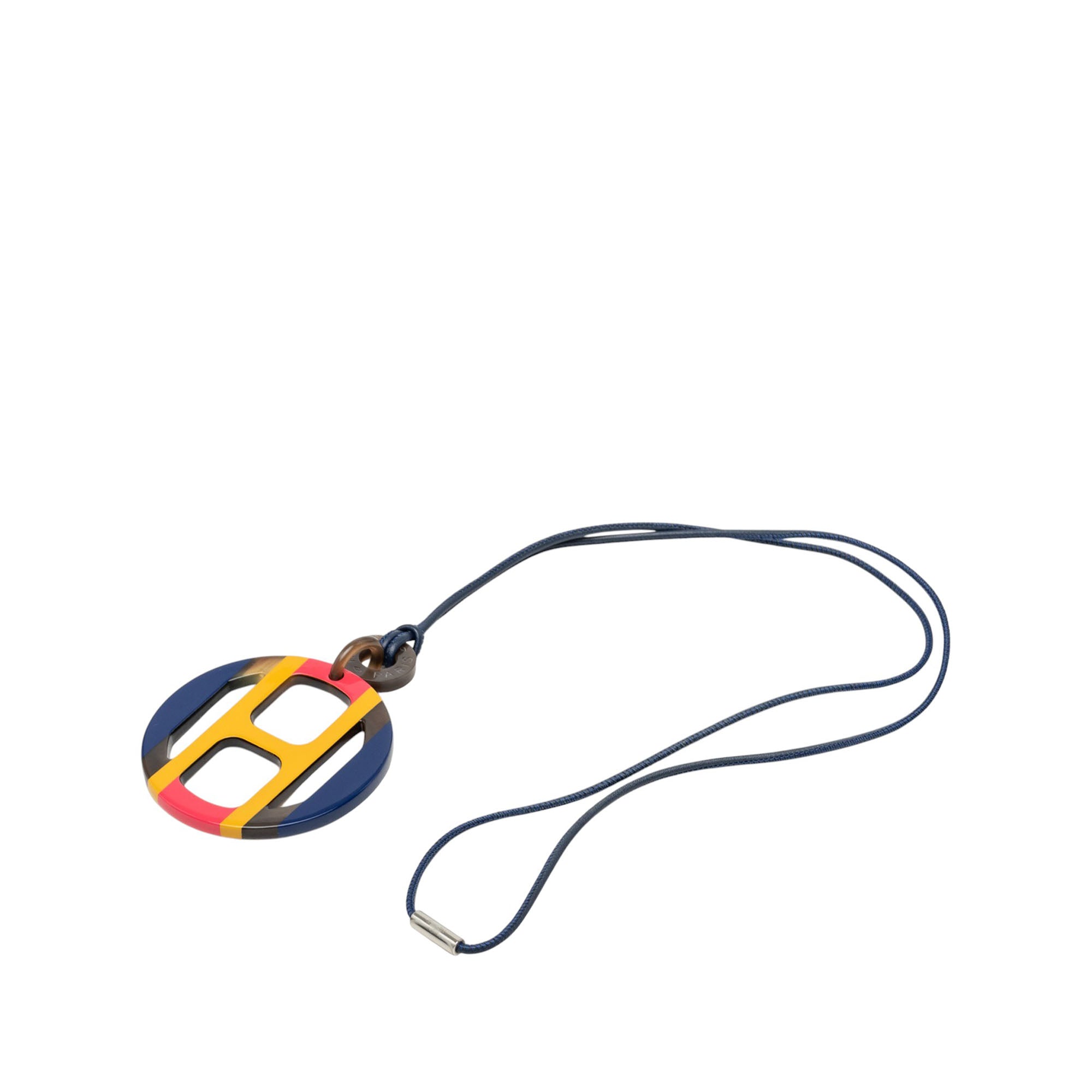 Buffalo Horn H Equipe Pendant Necklace Blue - Lab Luxury Resale