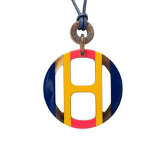 Buffalo Horn H Equipe Pendant Necklace Blue - Lab Luxury Resale