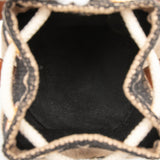Small Triomphe Raffia Drawstring Bucket Bag Brown - Lab Luxury Resale