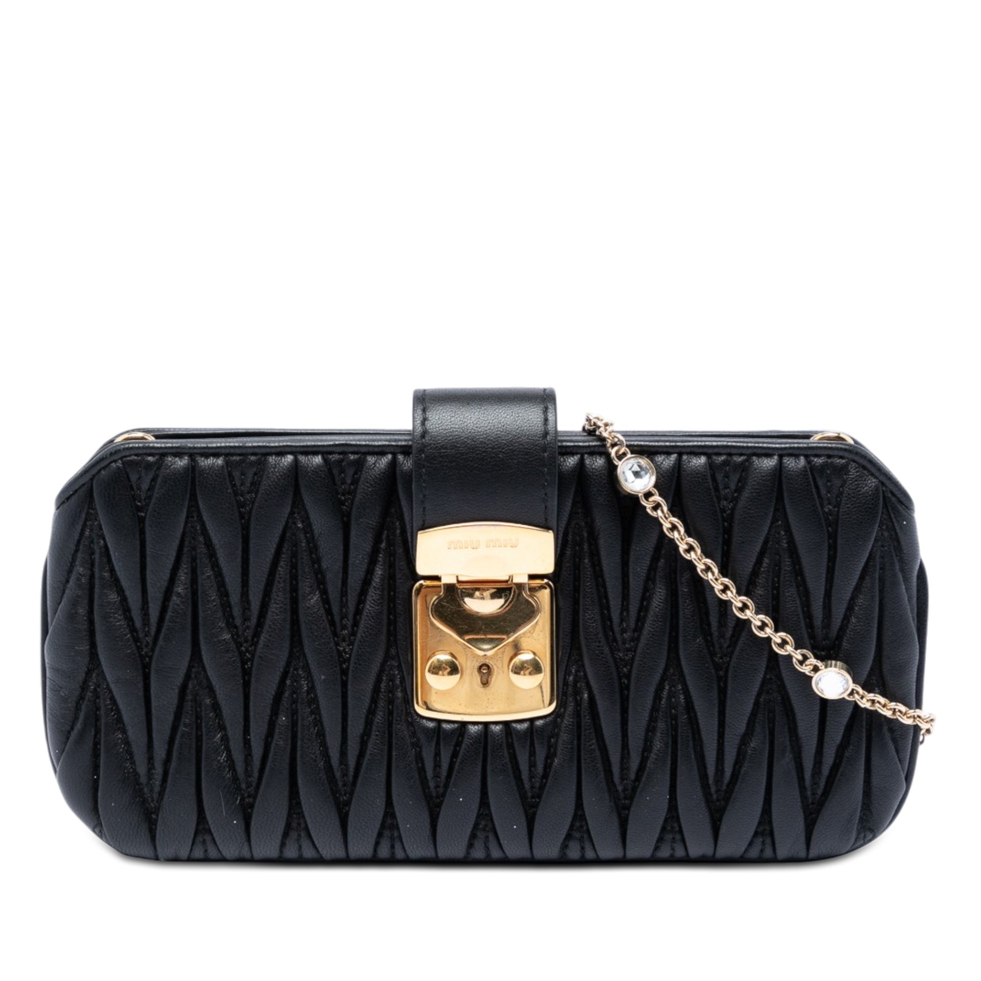 Matelasse Nappa Crystal Clutch on Chain Black - Lab Luxury Resale