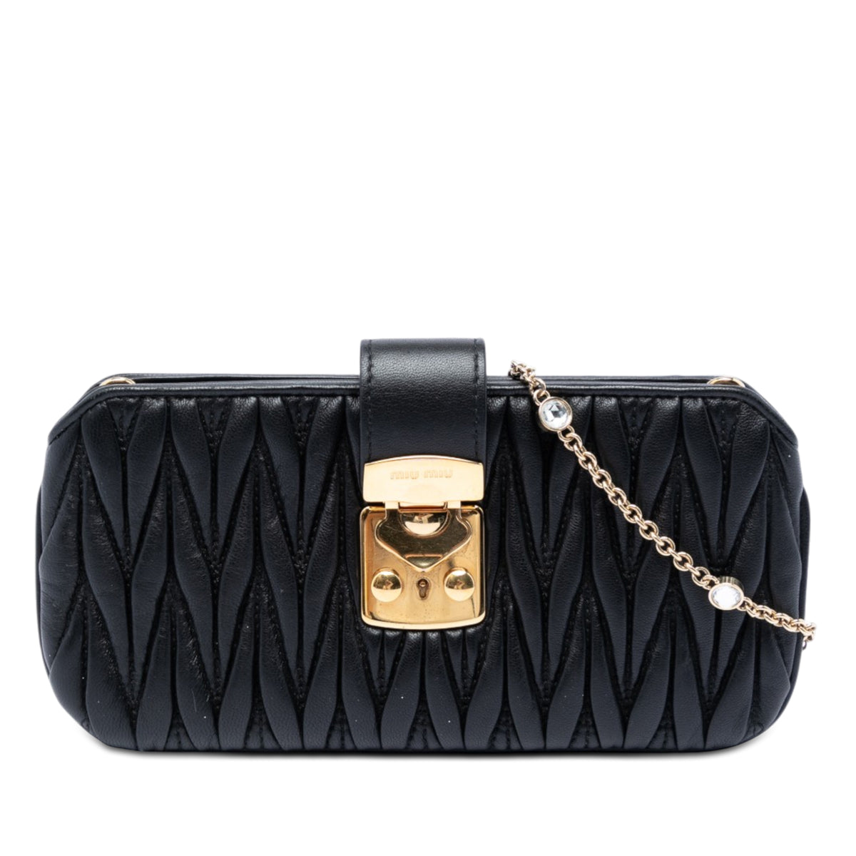 Matelasse Nappa Crystal Clutch on Chain Black - Lab Luxury Resale