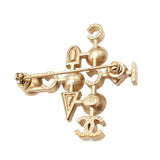 CC Gold Plated Faux Pearl I Heart Coco Brooch Gold - Lab Luxury Resale