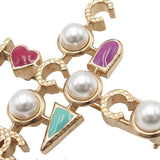 CC Gold Plated Faux Pearl I Heart Coco Brooch Gold - Lab Luxury Resale