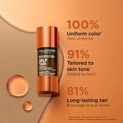 Clarins Radiance-Plus Golden Glow Booster 30ml beauty product with clear bottle and golden liquid inside.