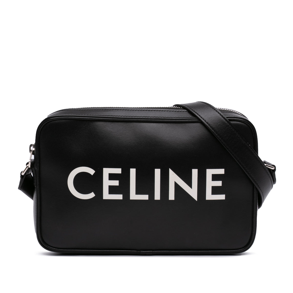 Smooth Calfskin Logo Messenger Bag Black - Lab Luxury Resale