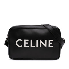 Smooth Calfskin Logo Messenger Bag Black - Lab Luxury Resale