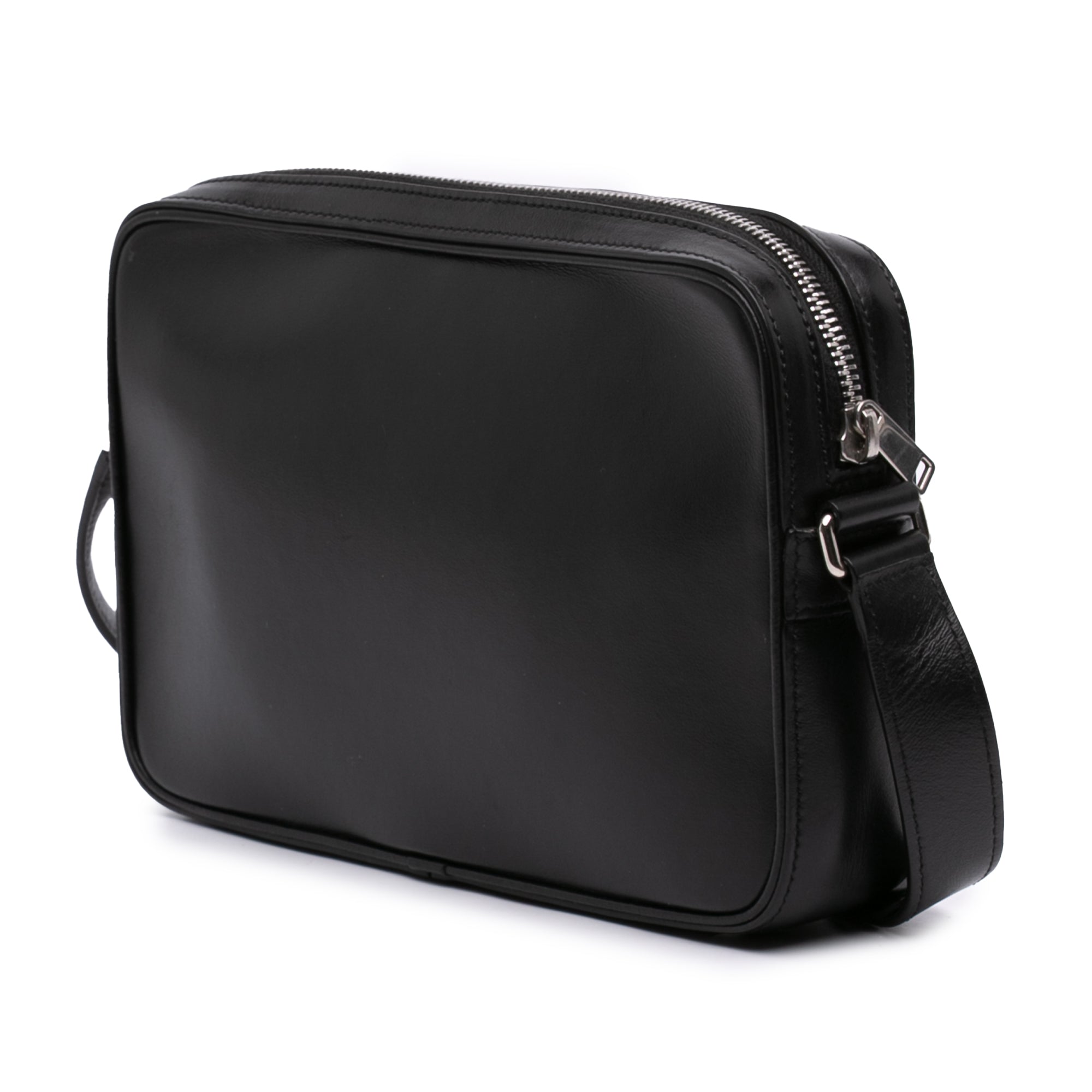 Smooth Calfskin Logo Messenger Bag Black - Lab Luxury Resale