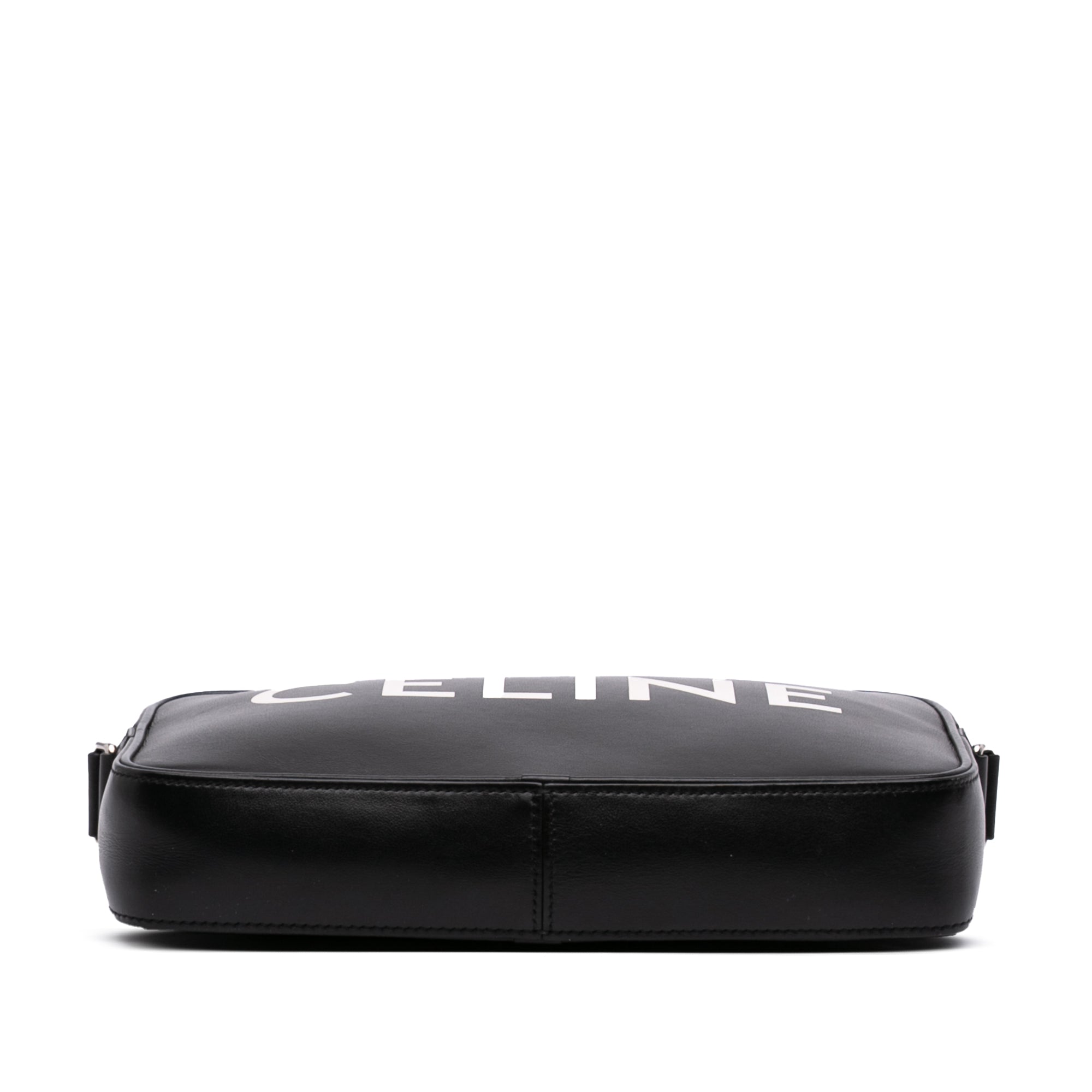 Smooth Calfskin Logo Messenger Bag Black - Lab Luxury Resale