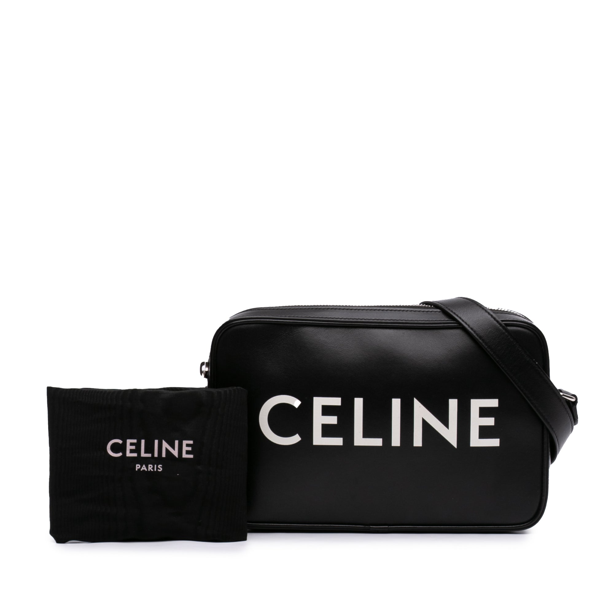 Smooth Calfskin Logo Messenger Bag Black - Lab Luxury Resale