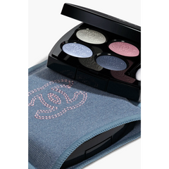 Chanel LES 4 OMBRES 19 Denim Dream eyeshadow palette with four shades in a sleek compact, featuring a denim-inspired design.